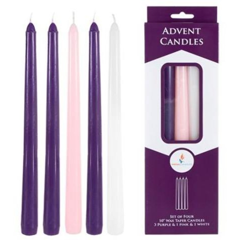 10″ Advent Taper Candles – Unscented, 5 Pack