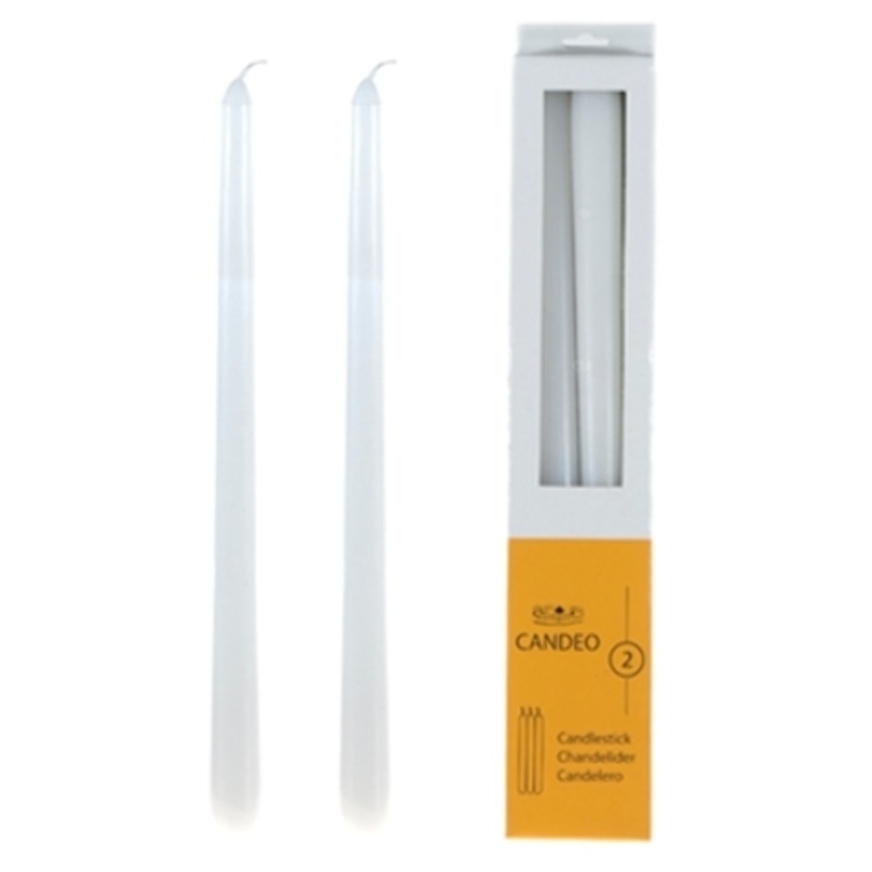 12″ Taper Candles – Unscented, White, 2 Pieces