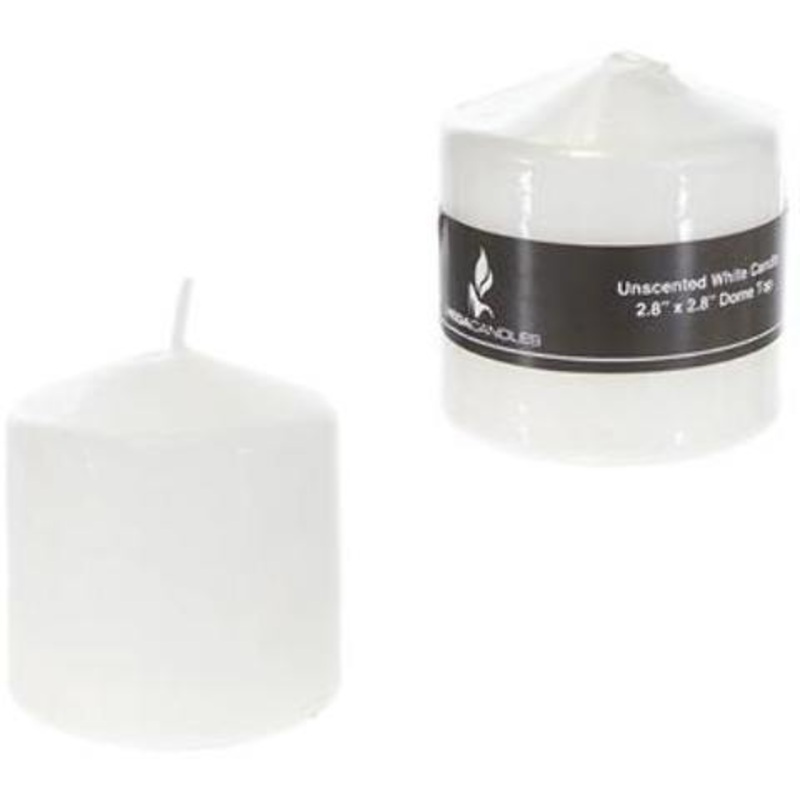 3″ Domed Top Candles – White, Unscented