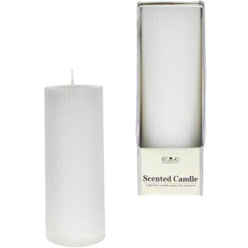 5″ Pillar Candle – White, Ribbed, Scented
