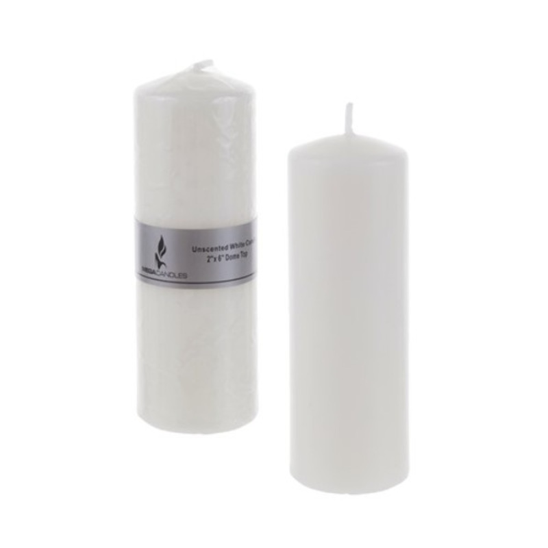 6″ Round Pillar Candles – White, Unscented, 3″ x 6″