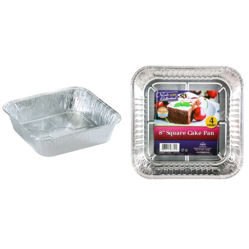 Aluminum Cake Pans – 8″ Square, 4 Pack