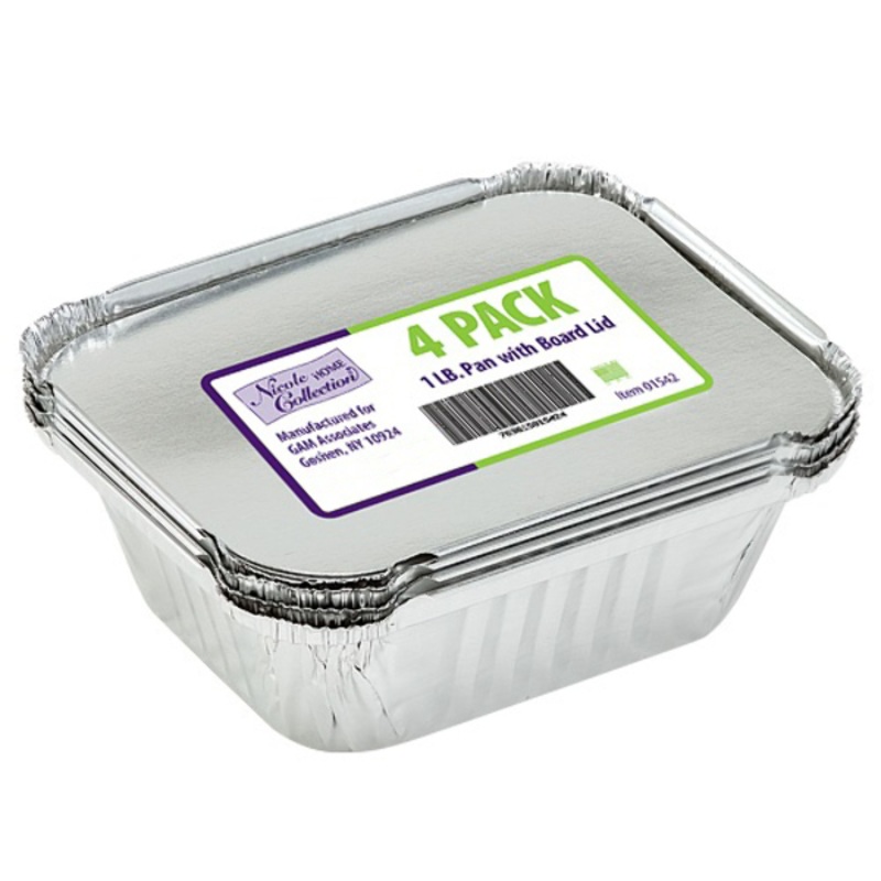 Aluminum Pans – with Board Lids, 1 lb., 4 Pack