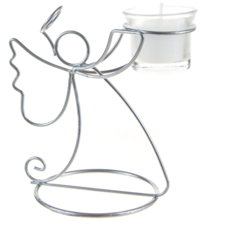 Angel Candle Holder – Matte Sliver