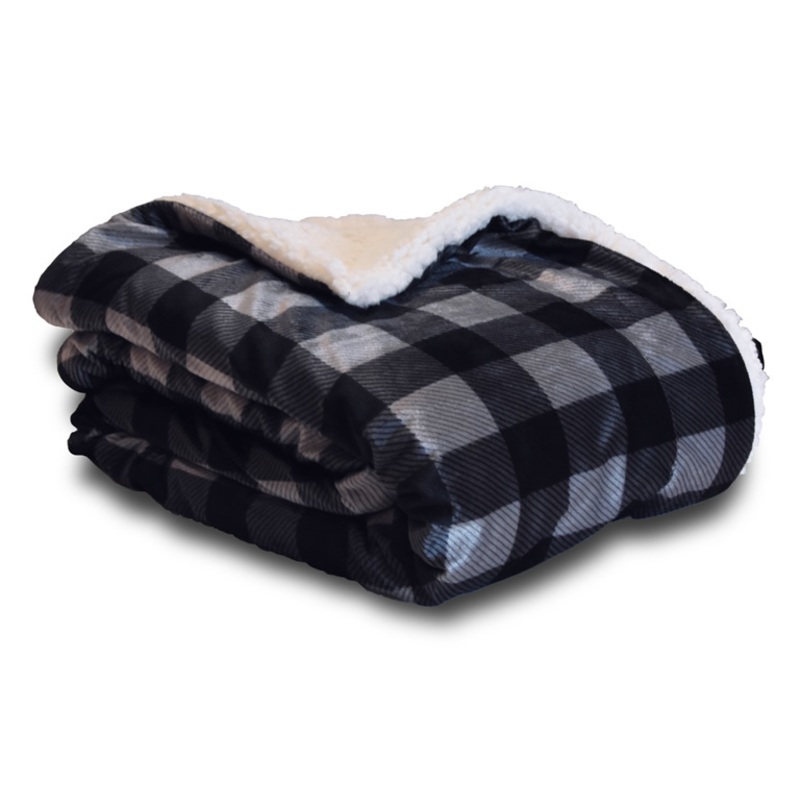 Micro Mink Sherpa Blankets – Gray Buffalo, 50″ x 60″