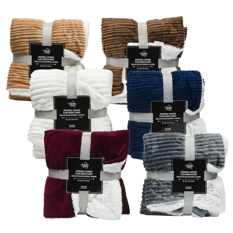 Ribbed Plush Blankets – Reversible, 50″ x 60″