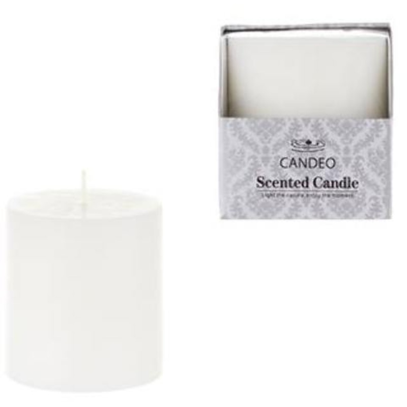 Scented Pillar Candle – White, 3″ x 3″, Boxed