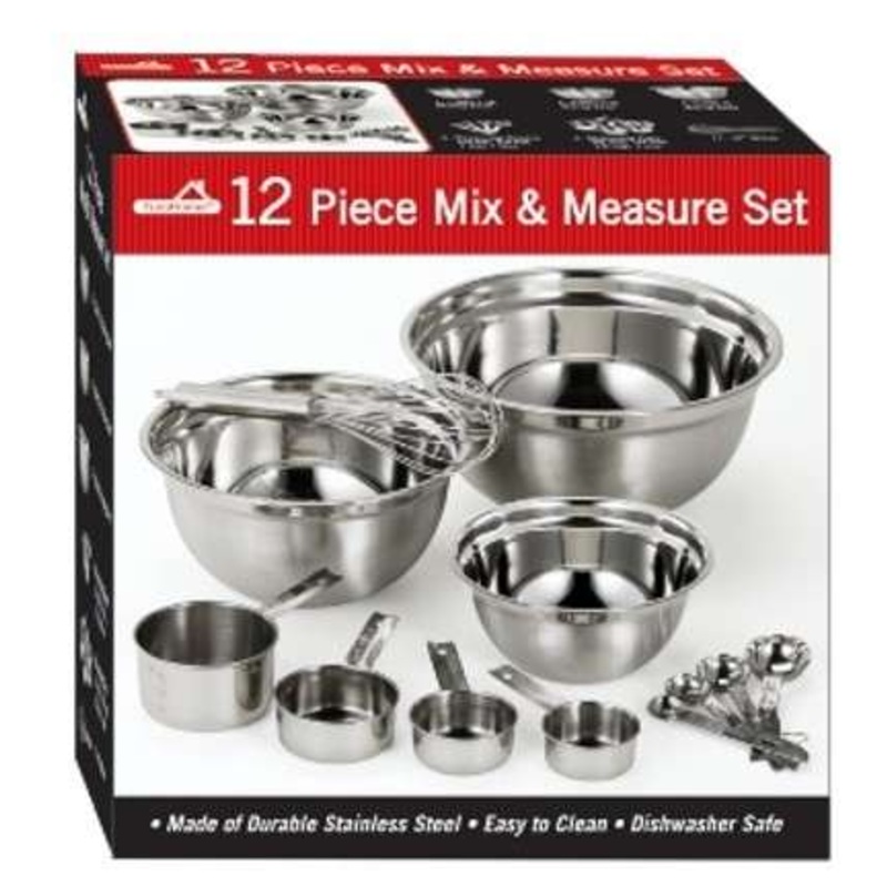 Stainless Steel Mix & Measure Sets – 12 Piece