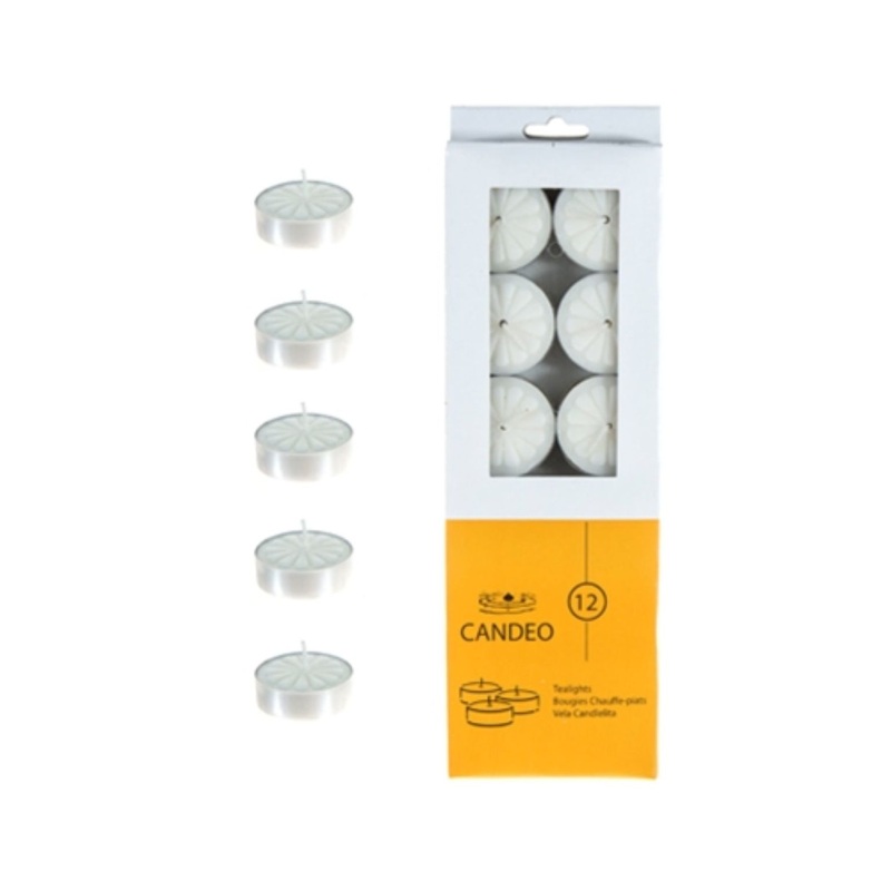 Tea Light Candles – White, 12 Pack, Unscented