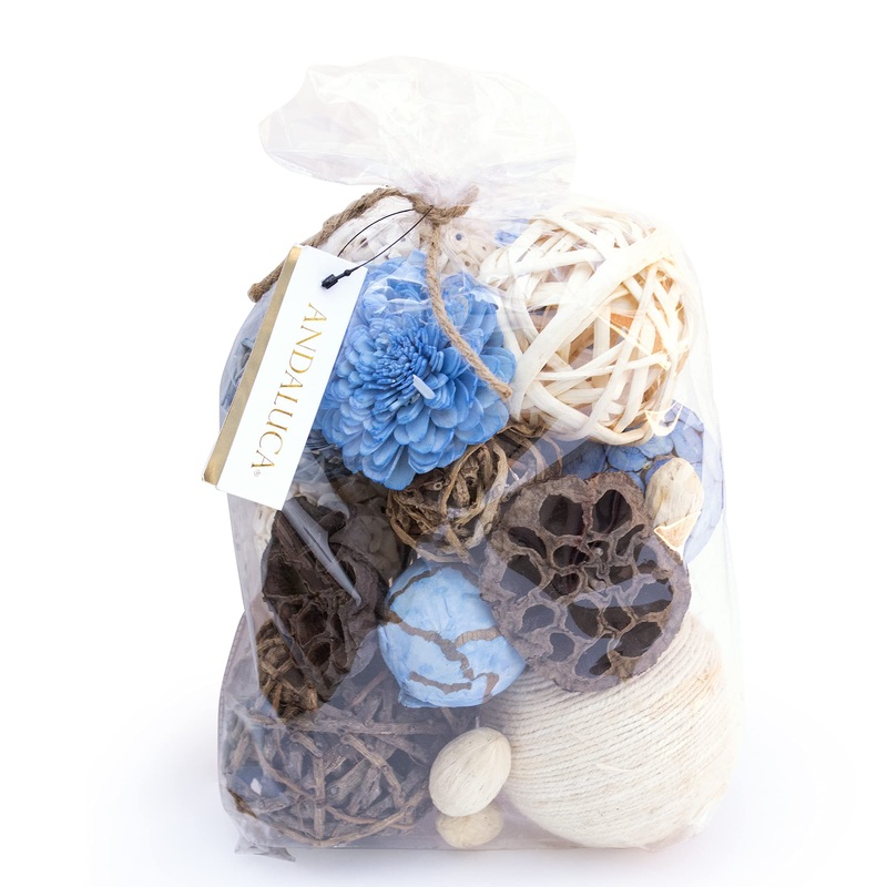 ANDALUCA Natural Tones Vase & Bowl Fillers | Floral & Decorative Balls Home Decor (Sky Blue)