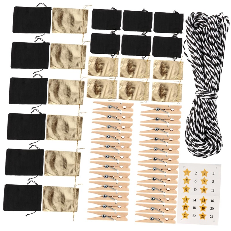 COLLBATH Kids Calendar 1 Set Candy Bag Christmas Drawstring Bags Advent Candy Drawstring Pouch Christmas Bag Child