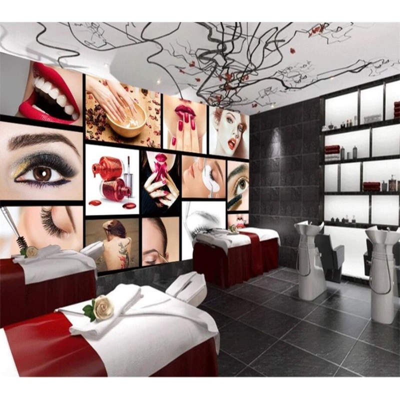 Custom 3D Wall Paper Fashion Beauty Salon Semi-Permanent Facial Brow Lips Nail Background Wall Decoration 350cm(L) 245cm(H)