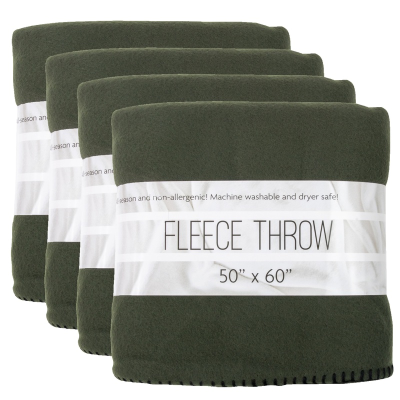Dark Green Fleece Blankets – 50″ x 60″