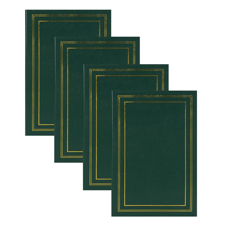 DesignOvation Traditional Photo Albums, Holds 300 4×6 Photos, Set of 4, Dark Green Green 300 Photos