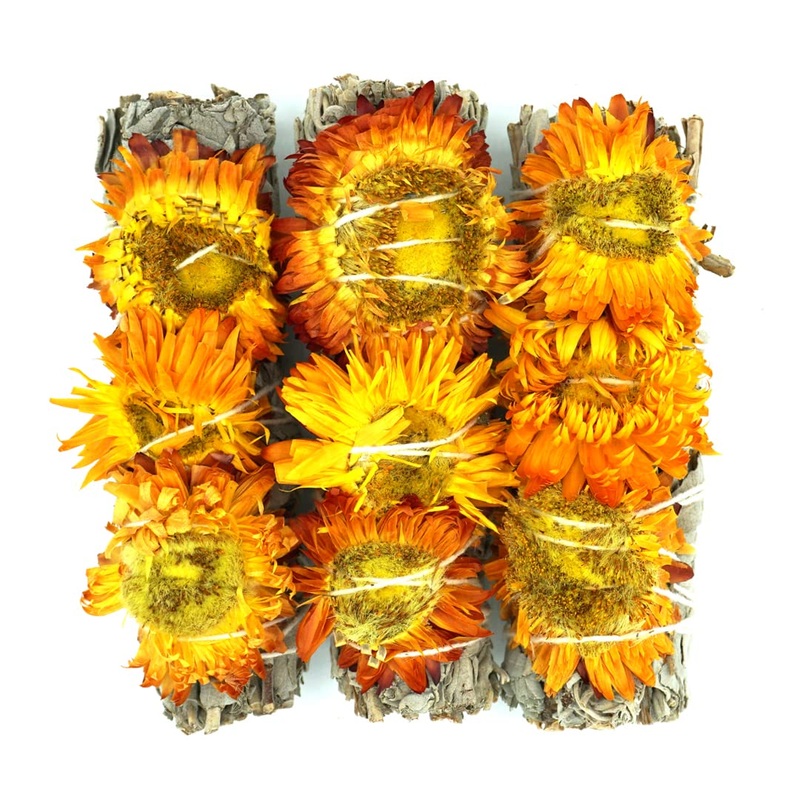 FAIZA NATURALS Sunflower White Sage Smudge Stick – 3 Pack