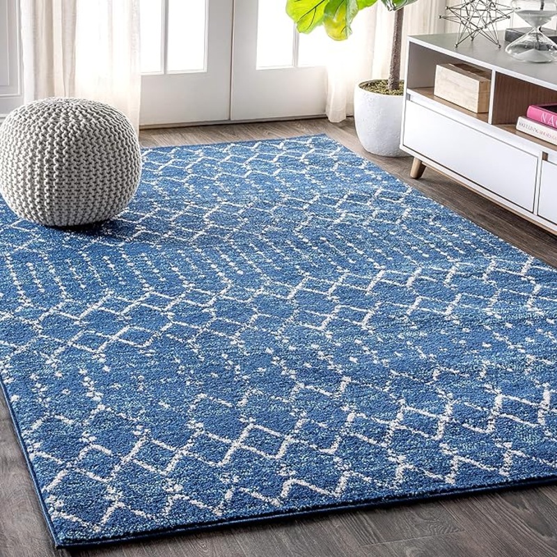 JONATHAN Y Moroccan HYPE Boho Vintage Diamond Indoor Area 5 X 8 – Blue/White