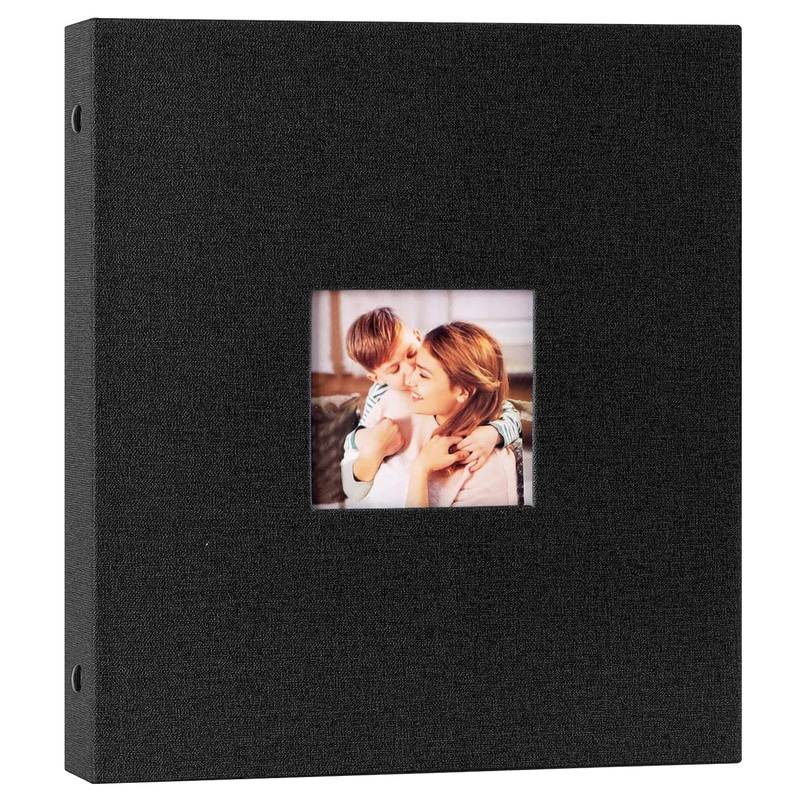 Lanpn Photo Album 11×14, Linen Hard Cover Acid Free Slip Slide in Photo Albums Sleeves Holds 50 Top Load Vertical Only 11×14 Pictures (Black) 50 Pockets/1PK Black