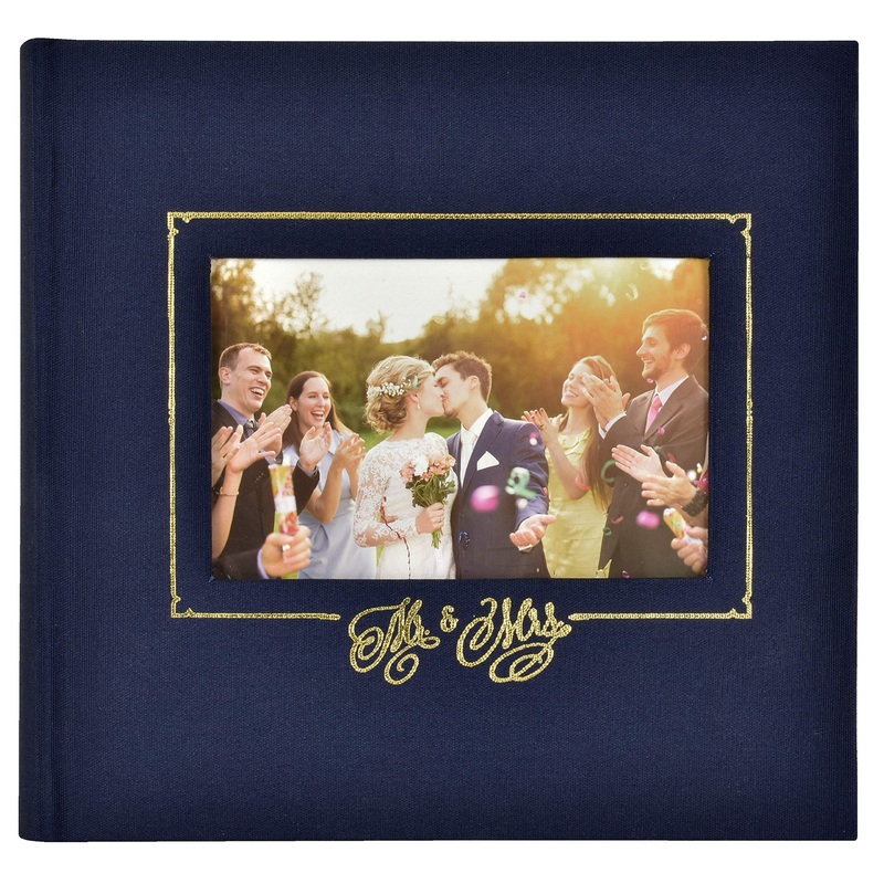 MCS MBI 860157 Mr. & Mrs. Wedding Photo Album, 8.5 x 8.5, Navy