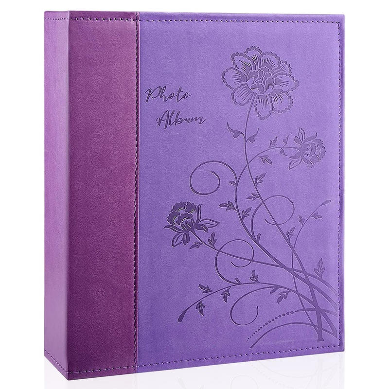 Miaikoe Photo Album 8×10 Clear Pages Pockets Leathe Cover Slip Slide in Photo Album Holds 50 Vertical 8×10 Photos Picture Book for Wedding Family (Purple) 50 Pockets/1PK Purple