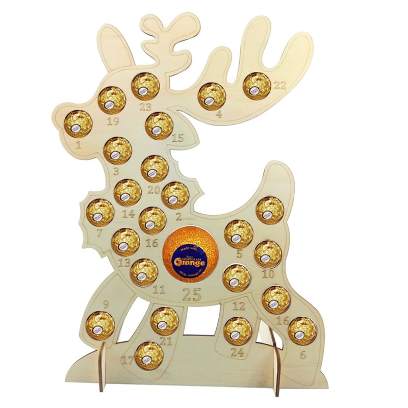 OFFSCH 1pc Xmas Advent Calendar Christmas DIY Advent Calendar Holiday Xmas Chocolate Rack Ornaments Wooden