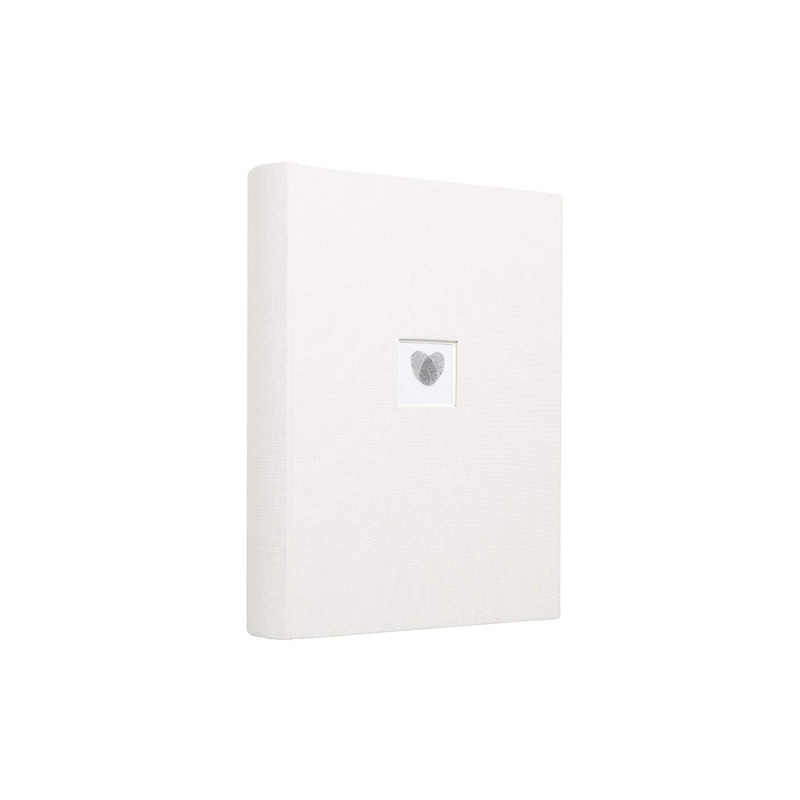 Pearhead Wedding Thumbprint Memory Book, Wedding Photo Album, Marriage Keepsake, Engagement Gifts, Ivory Linen