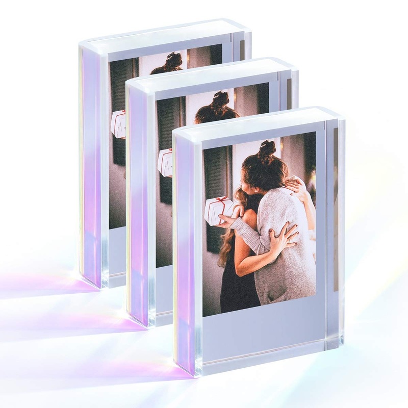 Phattopa Instax Mini Photo Frames 2×3, Polaroid Picture Frame, Iridescent Acrylic Picture Frames for Desktop & Tabletop, Mini Instant Photo Frames for Fujifilm & Polaroid Film (3 Pack)