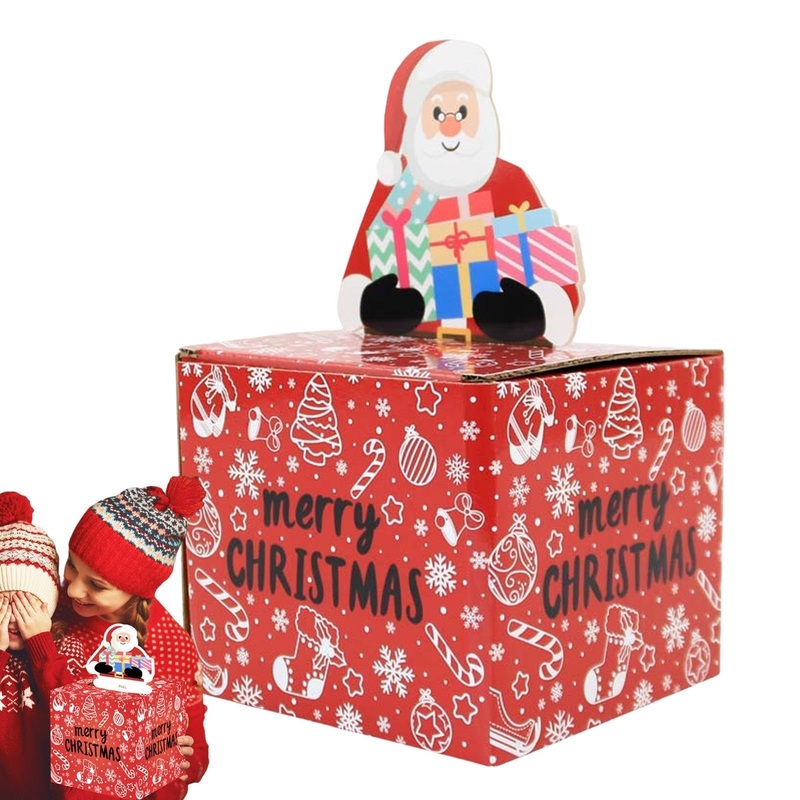 Shakven Christmas Cash Boxes Paper Christmas Cash Dispenser Box – with 30 Bags Candy Box Holiday Cash Pull Package Box for Loved Person Red