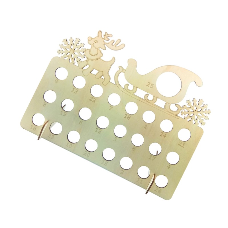 TOVINANNA 1pc Christmas DIY Advent Christmas for Kids Xmas Chocolate Rack Calendar Pull The Cart Wooden As Shown 40X13X30CM