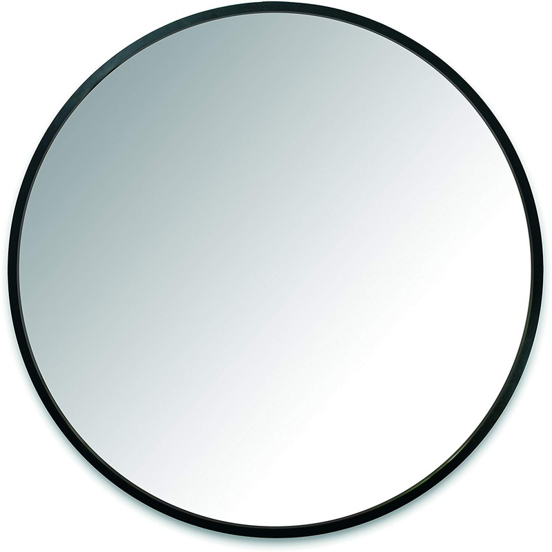 Umbra Hub Round Wall Mirror with Rubber Frame  Modern Decor for Entryways  Washrooms  Living Rooms and More  24-Inch  Black Black 24-Inch Mirror