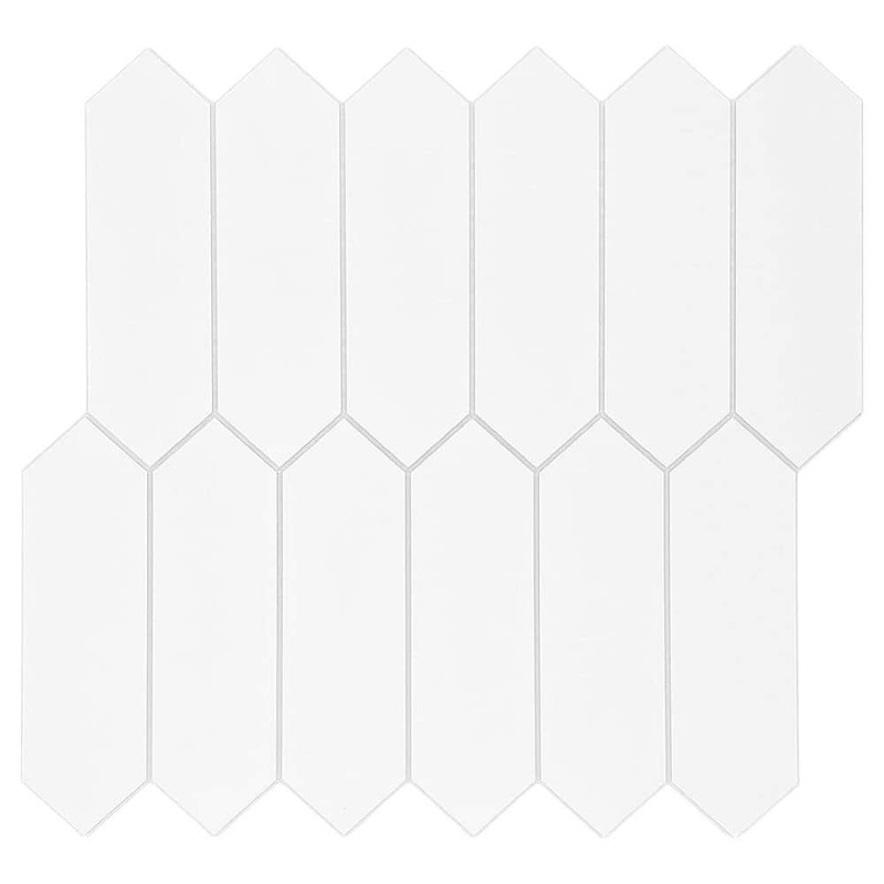 Unbranded White 12 in. x 11.22 in. Long Hexagon SPC Peel and Stick Backsplash Wall Tile (10-Pack) SDS001-WHI-10