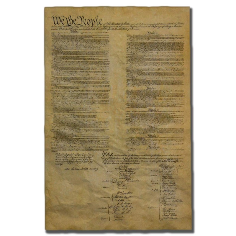 United States Constitution  Authentic Replica Printed on Antiqued Genuine Parchment. 12.5 x 19