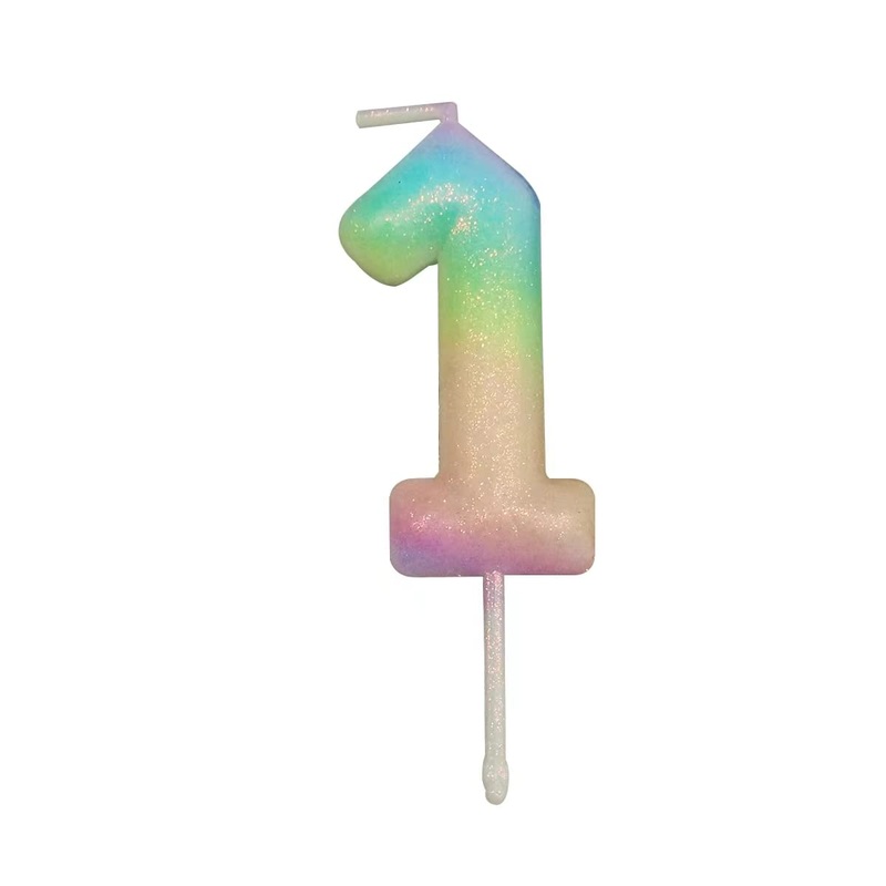 2.76″ Large Birthday Candles 1st One Year Cake Baby Roman Cool Number Candle No 1 9 18 21 30 40 50 60 70 Cake Topper Numeral Candle Party Wedding Anniversary Decorations (Rainbow1)