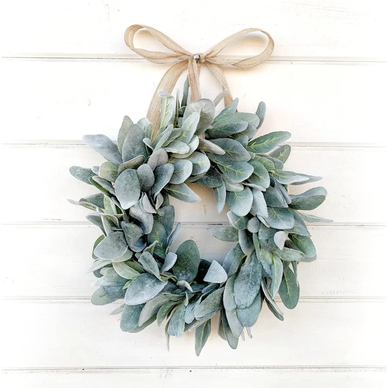 2Pcs Cabinet Wreaths Lambs Ear Wreaths Mini Kitchen Cabinet Wreaths Mini Wreath Kitchen Mini Wreaths Farmhouse Kitchen Wreaths