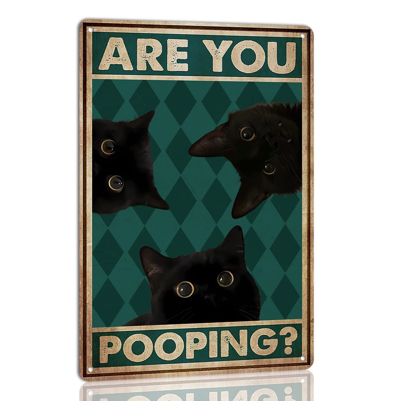 Are You Pooping Metal Signs Bathroom Restroom Wall Toilet Decor Kitty Cat Cats Lover Gift Funny Black Cat Decor Tin Sign for Bathroom Home Wall Art Decor 8×12 Inch GD-5 8×12 Inch