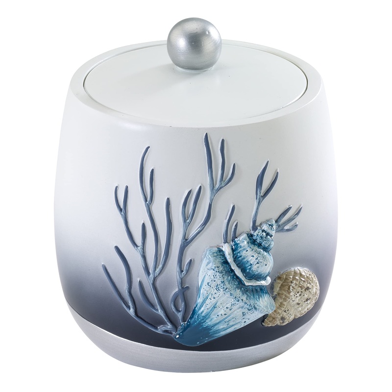 Avanti Linens – Covered Jar Multipurpose Countertop Organizer Oceanscape Inspired Home Decor (Blue Lagoon Collection)