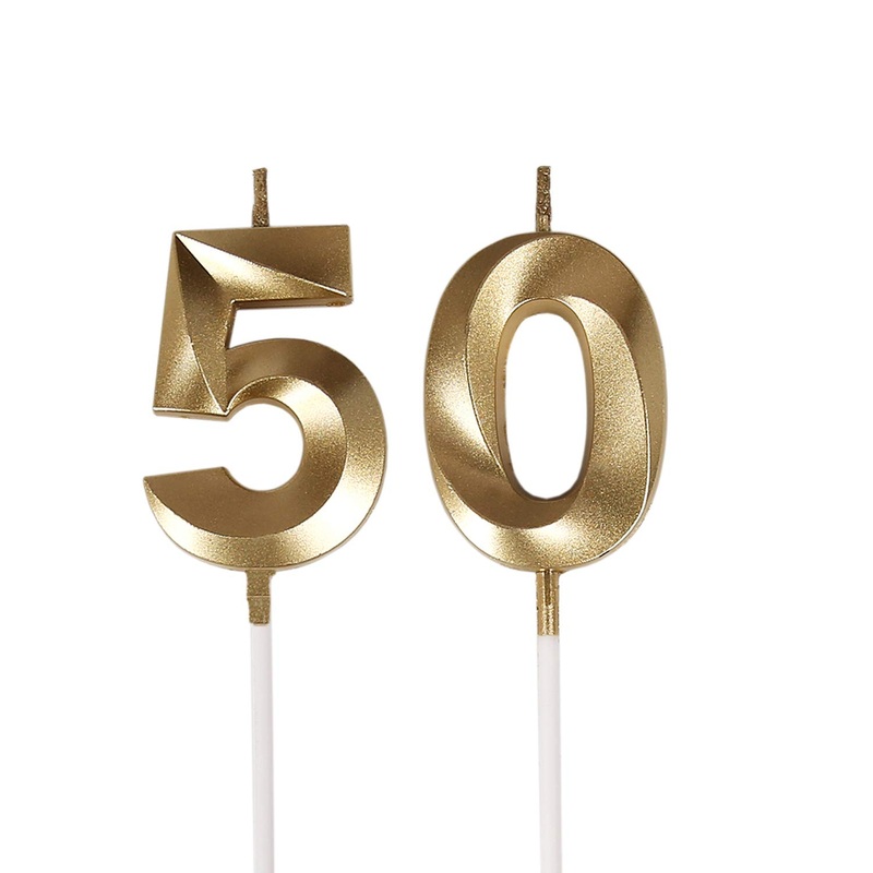 Bailym 50th Birthday Candles,Gold Number 50 Cake Topper for Birthday Decorations Party Decoration