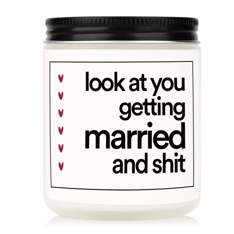 BaubleDazz Funny Wedding Gifts, Bachelorette Gifts for Bride, Bridal Shower Gift for Bride-Lavender Scented Candle- Bride to Be Gifts for Her, Wedding Gifts for Bride, 7oz, Soy Wax Look at You, Getting Married