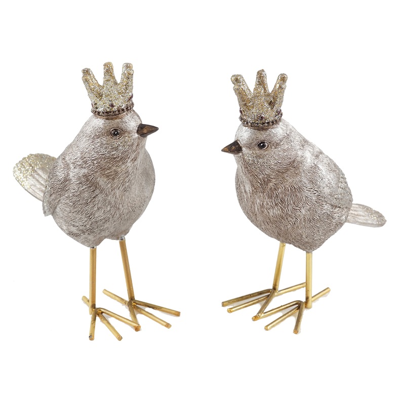 Crowned Royal Bird Figurines – Set of 2
