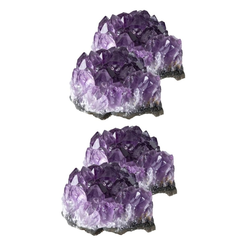FOMIYES 4 Pcs Natural Crystal Cluster Crystal Ornament Rough Stone Purple Natural Minerals Multifunction