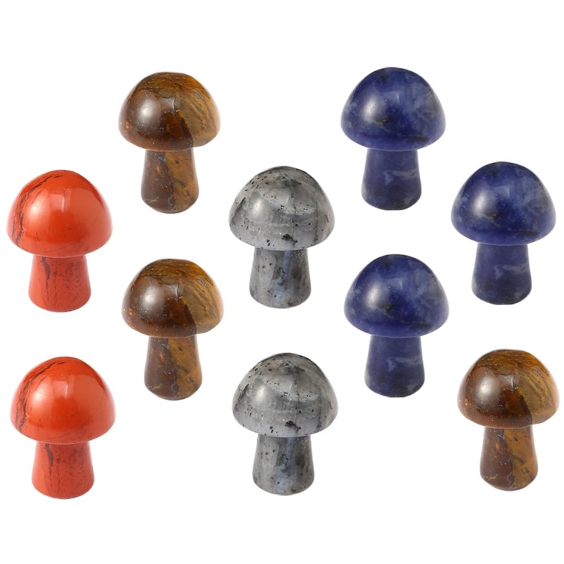 FOMIYES 40 Pcs Crystal Mushroom Decor Mini Flower Pots Mushroom Adornment Natural Stone Semi-precious Stones