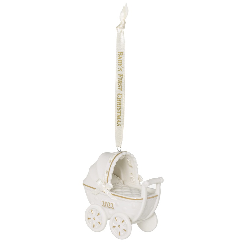 Hallmark Keepsake Christmas Ornament 2022, Baby’s First Christmas Pram, Porcelain 2022 Baby Pram