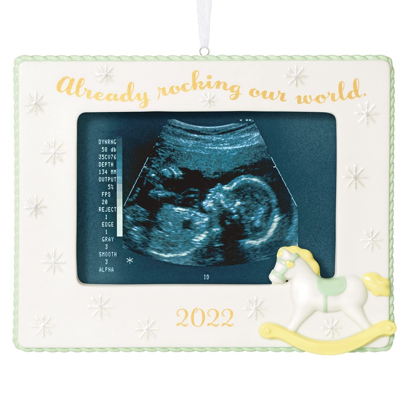 Hallmark Keepsake Christmas Ornament 2022, Rocking Our World Sonogram Picture Frame, Porcelain 2022 Sonogram