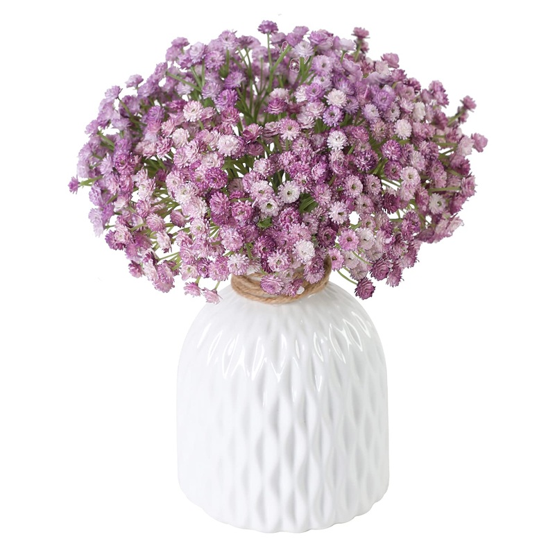 JUSTOYOU 10 Pcs Babys Breath Artificial Flowers, Purple Artificial Flower, Fake Gypsophila Real Touch Flowers for Wedding Party Home Garden Decoration (Purple,Not Include vase)