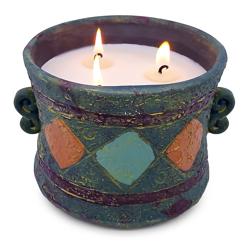 Large Citronella Candles Outdoor 15.0oz Natural 3 Wicks Soy Wax Fly Off Candles in Coarse Pottery for Patio 1 X 15oz Citronella