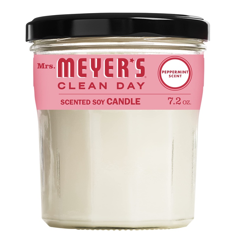 Mrs. Meyer’s Scented Soy Aromatherapy Candle, 35 Hour Burn Time, Made with Soy Wax and Essential Oils, Peppermint Scent, 7.2 oz