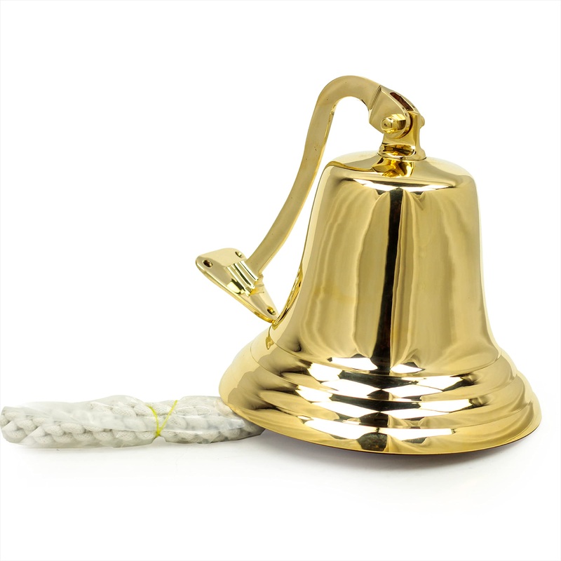 Nagina International, Ships Bell with Bracket Brass Ship Bell with Rope Ringer