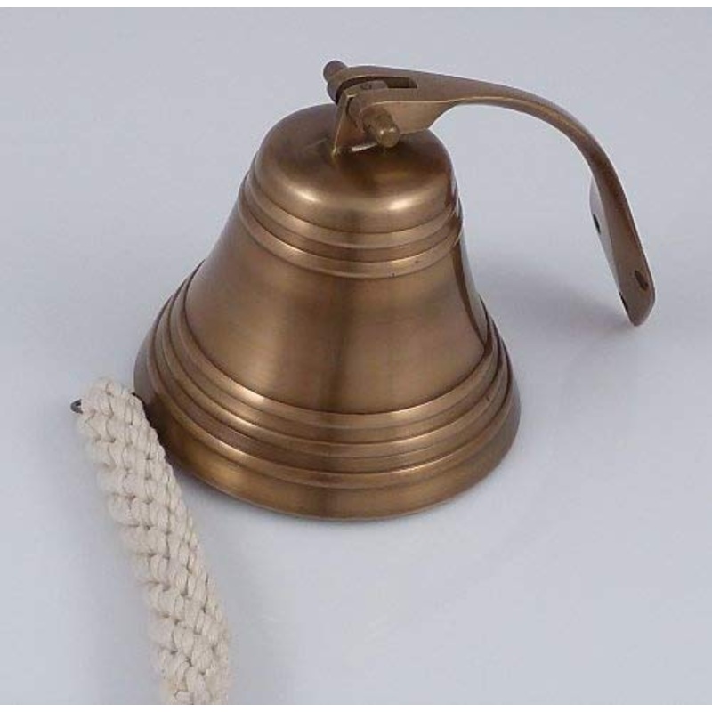 Nagina International, Ships Pub Wall Bell, Antique Brass, Diameter 12.5 cm, with Bracket, Bell and Braided Dome Bndsel Full Sweet Sound