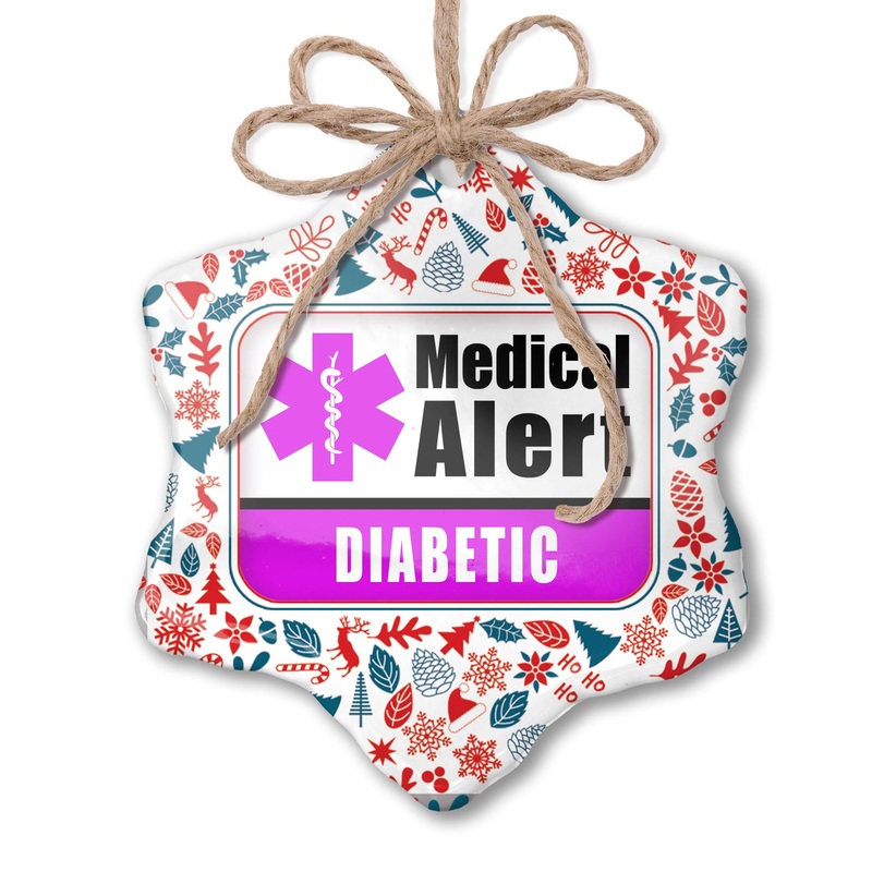 NEONBLOND Christmas Ornament Medical Alert Purple Diabetic Red White Blue Xmas