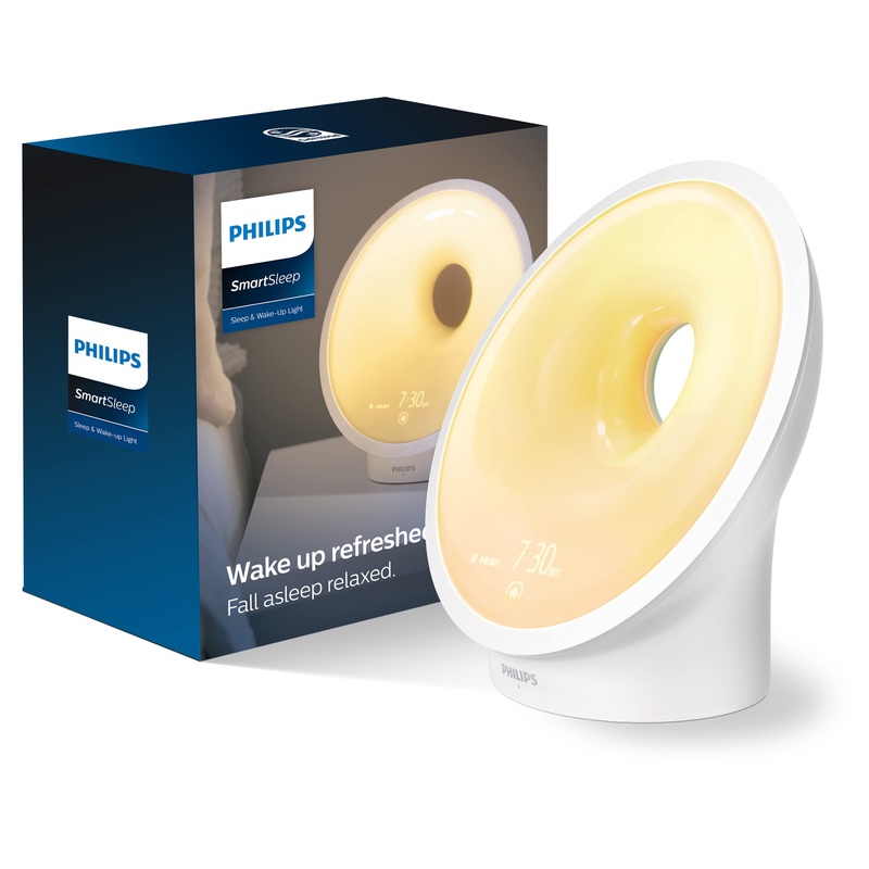 PHILIPS SmartSleep Sleep and Wake-Up Light, Simulated Sunrise and Sunset, Multiple Lights and Sounds, RelaxBreathe to Sleep, HF3650/60 Non-App Enabled