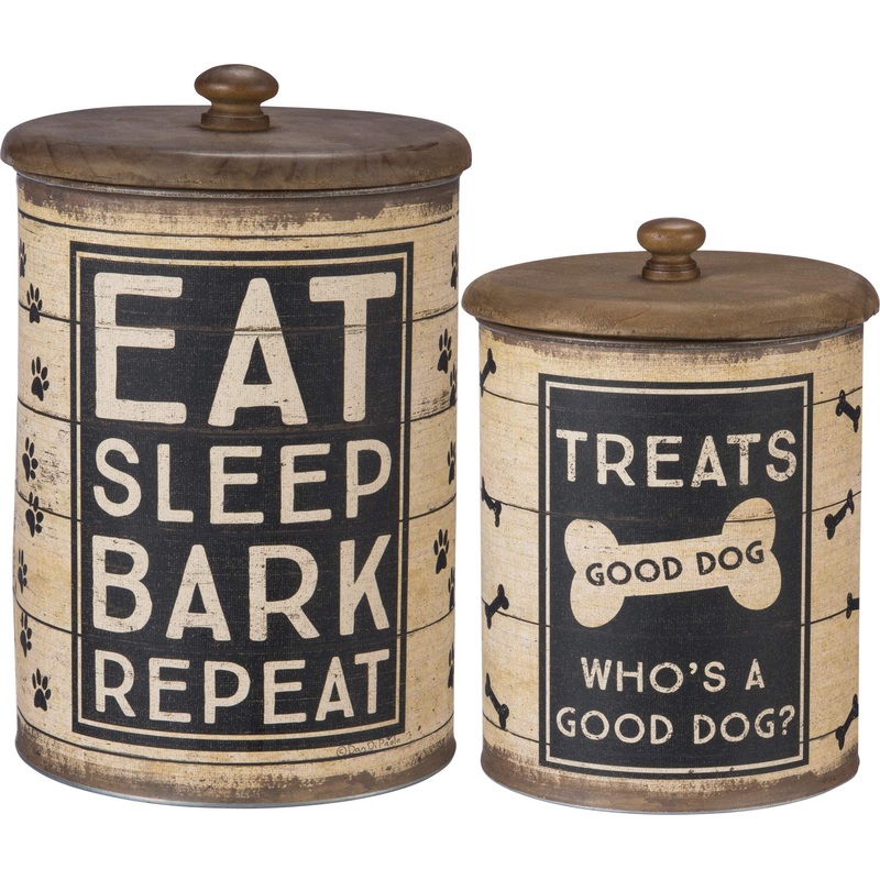Primitives by Kathy Rustic Treat Tin, 2-piece, Brown, black